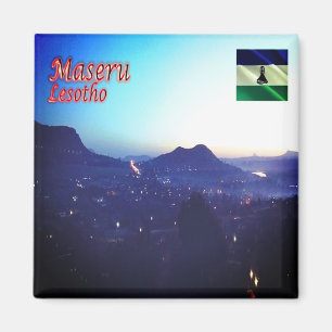 zLS009 MASERU Night,レソト,アフリカ,冷蔵庫 マグネット