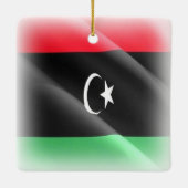 zLY002リビア、なびくレバノン国旗、アフリカ, セラミックオーナメント (裏面)