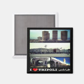 zLY018 TRIPOLI I Love，モザイク，リビア，冷蔵庫 マグネット (正面/裏面)
