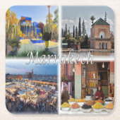 zMA017 MARRAKECHモザイク,モロッコ,アフリカ, スクエアペーパーコースター (正面)