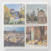 zMA017 MARRAKECHモザイク，モロッコ，アフリカ， ストーンコースター (正面)