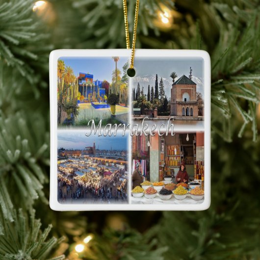 zMA017 MARRAKECHモザイク，モロッコ，アフリカ， セラミックオーナメント (ツリー)