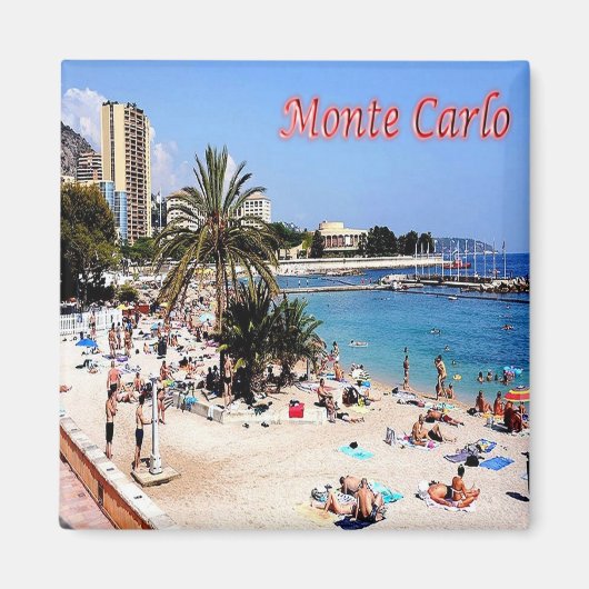 zMC017 MONTE CARLO, PLAGE,モナコ,冷蔵庫 マグネット (正面)