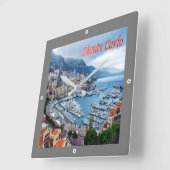 zMC018 MONTE CARLO Panorama,モナコ, スクエア壁時計 (傾斜)