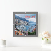 zMC018 MONTE CARLO Panorama,モナコ, スクエア壁時計 (ホーム)