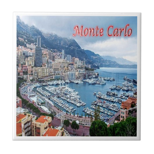 zMC018 MONTE CARLO Panorama，モナコ， タイル (正面)