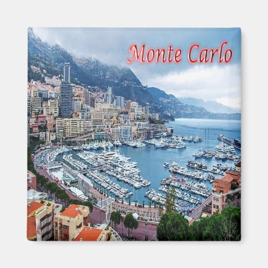 zMC018 MONTE CARLO Panorama，モナコ，冷蔵庫 マグネット (正面)
