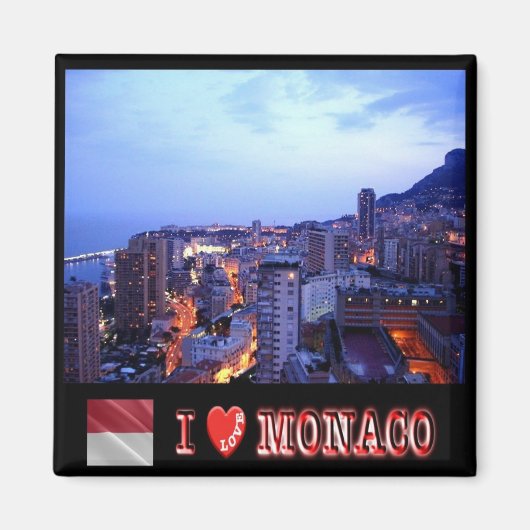 zMC031 MONACO "I Love",冷蔵庫 マグネット (正面)