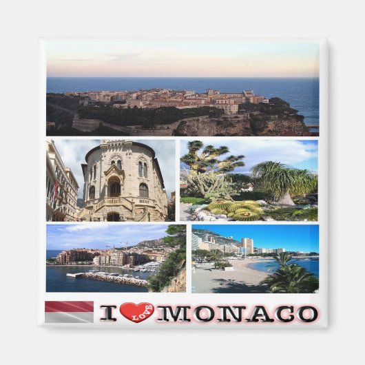 zMC033 MONACOコラージュ「I Love」、冷蔵庫 マグネット (正面)