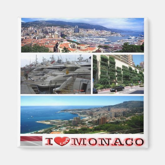 zMC035 MONACOコラージュ「I Love」、冷蔵庫 マグネット (正面)
