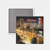 zMD009 CHISINAU Town by Night，モルドバ，冷蔵庫 マグネット (正面/裏面)
