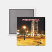 zME013 PODGORICA時計塔アットナイト，冷蔵庫 マグネット (正面/裏面)
