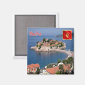 zME019 BUDVA SVETI STEFAN, Montenegro,冷蔵庫 マグネット (正面/裏面)