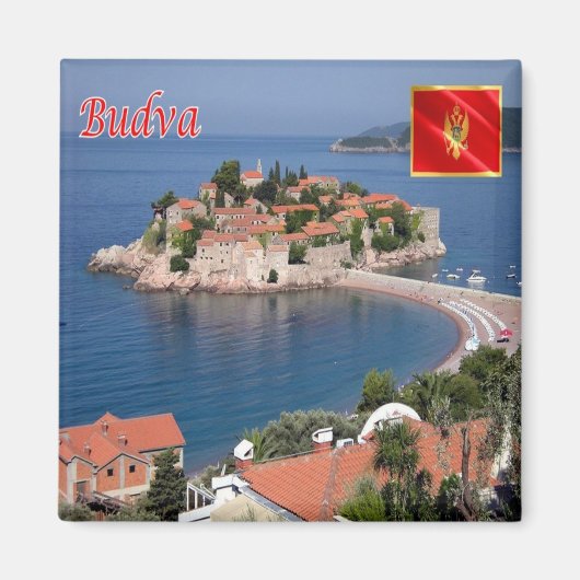 zME019 BUDVA SVETI STEFAN, Montenegro,冷蔵庫 マグネット (正面)