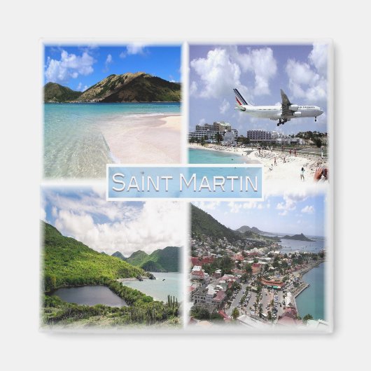zMF003 SAINT MARTIN,モザイク,アメリカ,冷蔵庫 マグネット (正面)