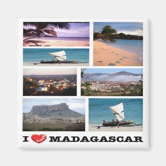 zMG013 MADAGASCAR I Love，モザイク，アフリカ，冷蔵庫 マグネット (正面)