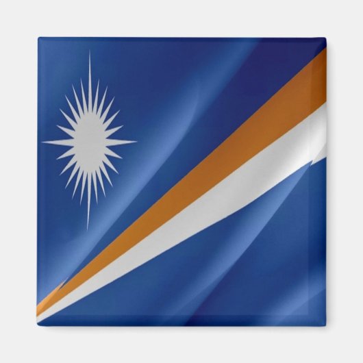 zMH002なびく国旗、マーシャル諸島 マグネット (正面)