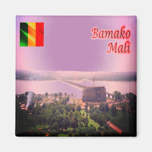 zML003 MALI, Bamako Bridge,アフリカ,冷蔵庫 マグネット (正面)