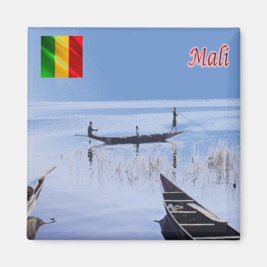 zML009 MALI，セリンゲ湖，アフリカ，冷蔵庫 マグネット (正面)