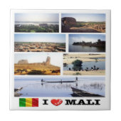 zML012 MALI I Love，モザイク，アフリカ， タイル (正面)