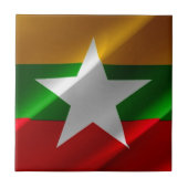 zMM002なびくビルマ国旗ミャンマー, タイル (正面)