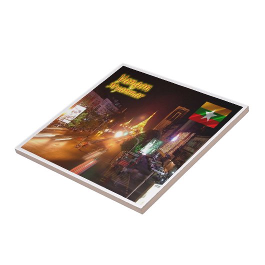 zMM003 YANGON by night,ミャンマー, タイル (側面)