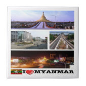 zMM005私はミャンマー、ブルナ、アジアを愛している、 タイル (正面)