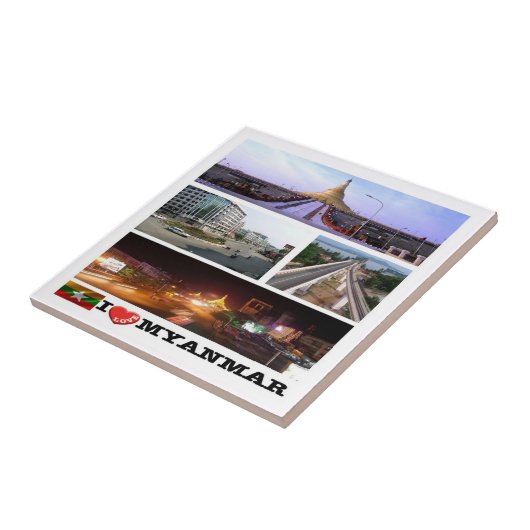 zMM005私はミャンマー、ブルナ、アジアを愛している、 タイル (側面)