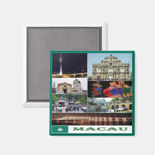 zMO003 MacauまたはMacaoコラージュ、アジア、冷蔵庫 マグネット (正面/裏面)