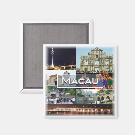 zMO005 MACAUまたはMACAO、アジア、冷蔵庫 マグネット (正面/裏面)