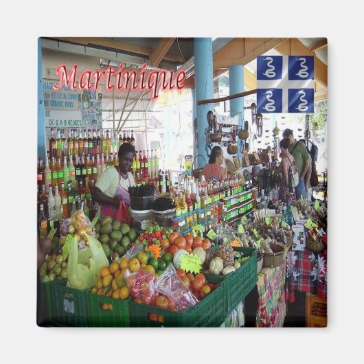 zMQ004 MARTINIQUE, Saint Anne，市場，冷蔵庫 マグネット (正面)