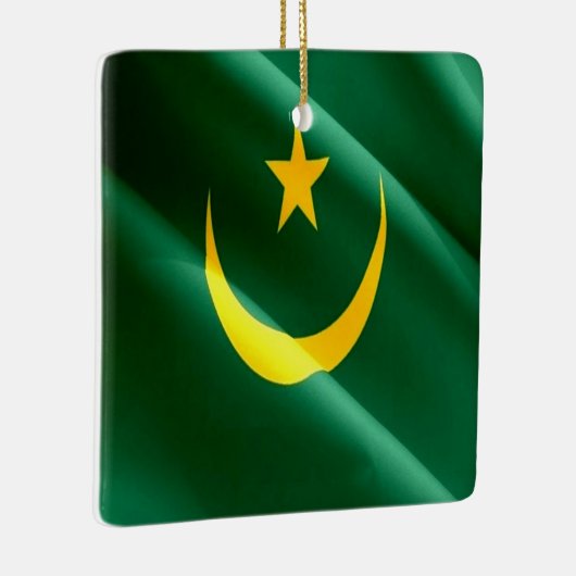 zMR002モーリタニア、なびく国旗、アフリカ、 セラミックオーナメント (右)