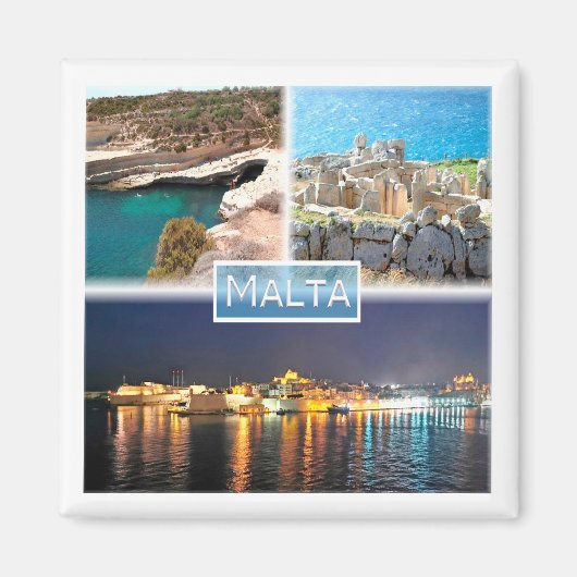 zMT003 PETER D POOL MNAJDRA BY NIGHT Malta冷蔵庫 マグネット (正面)