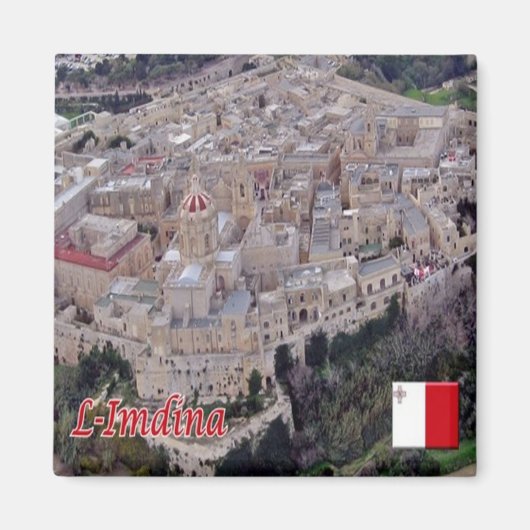 zMT009 MDINA SkyLine，マルタ，冷蔵庫 マグネット (正面)