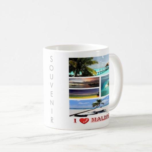 zMV009 i love MALDIVES collage, コーヒーマグカップ (正面右)