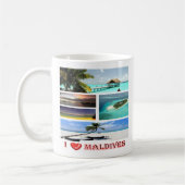 zMV009 i love MALDIVES collage, コーヒーマグカップ (左)