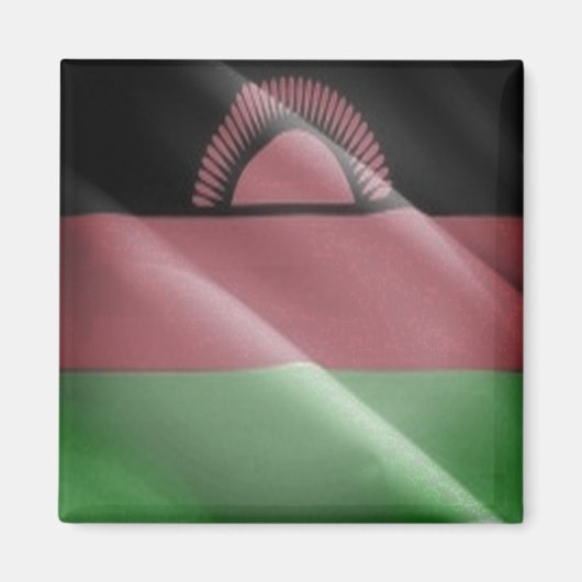 zMW002 MALAWI、なびく国旗、アフリカ、冷蔵庫 マグネット (正面)