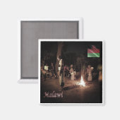 zMW003 MALAWI、民俗的ダンス、アフリカ、冷蔵庫 マグネット (正面/裏面)