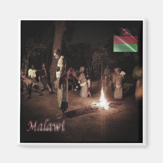 zMW003 MALAWI、民俗的ダンス、アフリカ、冷蔵庫 マグネット (正面)