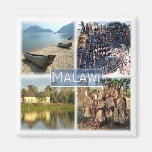 zMW010 MALAWI，モザイク，アフリカ，冷蔵庫 マグネット (正面)