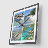 zMX003カンクン、モザイク、メキシコ、 スクエア壁時計 (傾斜)