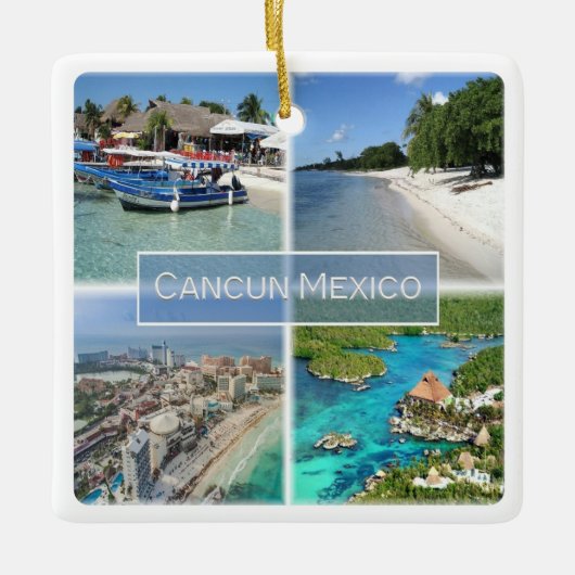 zMX003 CANCUN,モザイク,メキシコ,アメリカ, セラミックオーナメント (正面)