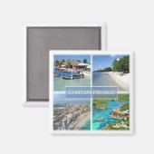 zMX003 CANCUN，モザイク，メキシコ，アメリカ，冷蔵庫 マグネット (正面/裏面)