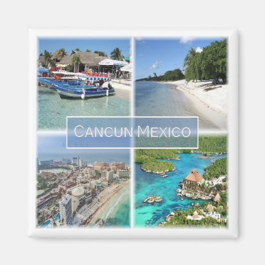 zMX003 CANCUN，モザイク，メキシコ，アメリカ，冷蔵庫 マグネット (正面)
