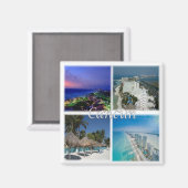 zMX005 CANCUN，モザイク，メキシコ，アメリカ，冷蔵庫 マグネット (正面/裏面)