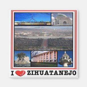 zMX006 ZIHUATANEJO I Love, Mosaic, Mexico,冷蔵庫 マグネット