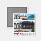 zMX008 mosaic of MEXICO CITY I Love,冷蔵庫 マグネット (正面/裏面)
