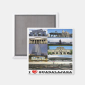 zMX017 GUADALAJARA I Love，モザイク，メキシコ，冷蔵庫 マグネット (正面/裏面)