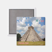 zMX018 CHICHEN ITZA，メキシコ，アメリカ，冷蔵庫 マグネット (正面/裏面)
