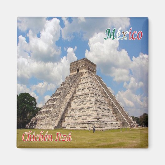 zMX018 CHICHEN ITZA，メキシコ，アメリカ，冷蔵庫 マグネット (正面)